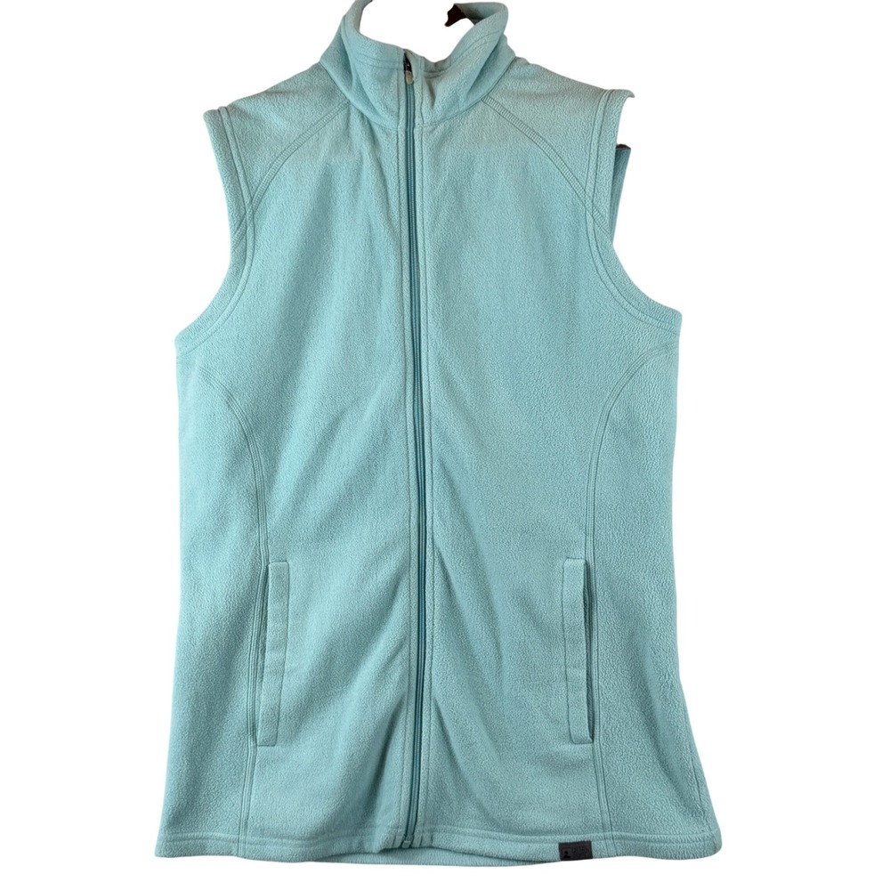 Eastern Mountain Sports Fleece Vest XS Aqua Blue Full Zip Pockets Womens Outdoor